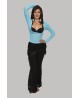 Pantalon noir fente et dentelle pour cours de danse orientale