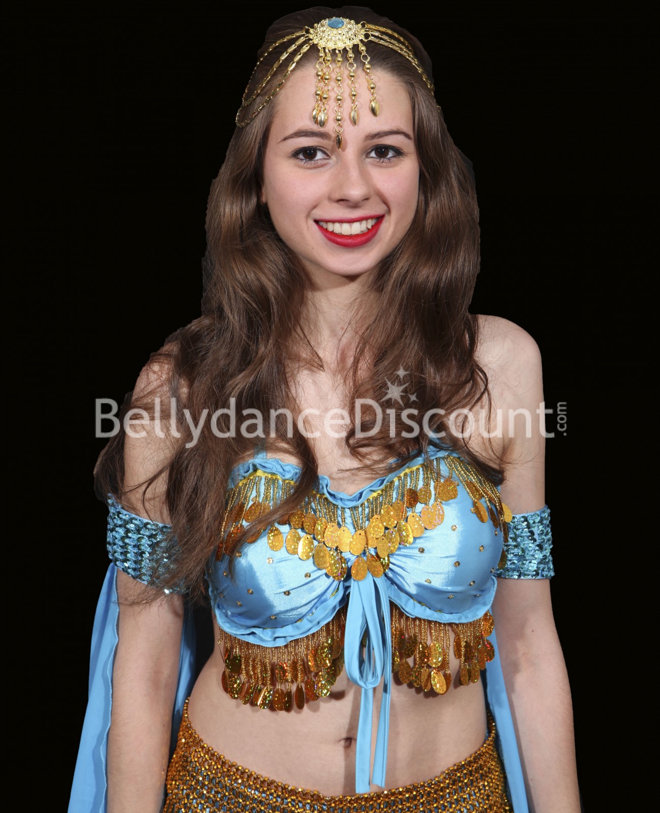 Joya frente azul claro de danza oriental e india Joya frente azul claro de danza oriental e india