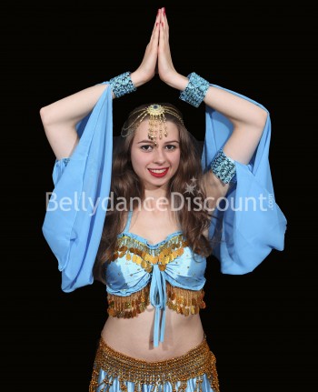 Armstulpen für orientalischen Tanz mit Schleier in Hellblau