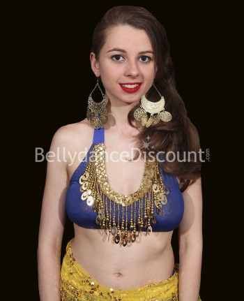 Dark blue sparkling Bellydance top