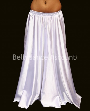 Jupe satin blanche de danse orientale