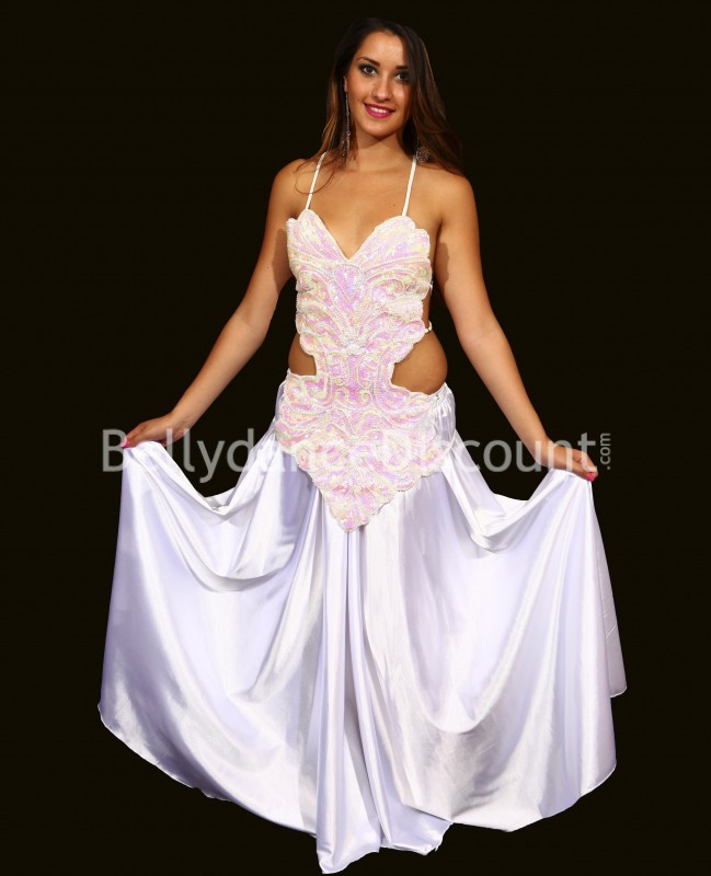 Long top couvrant de danse orientale blanc