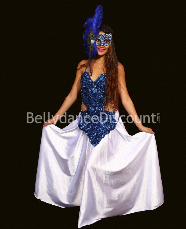 Long top couvrant de danse orientale bleu nuit