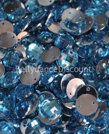 30 diamantes de imitación para coser azules - Redondos