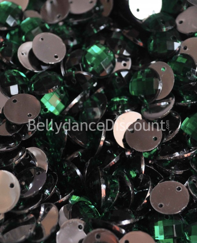 30 strass à coudre vert foncé - Ronds