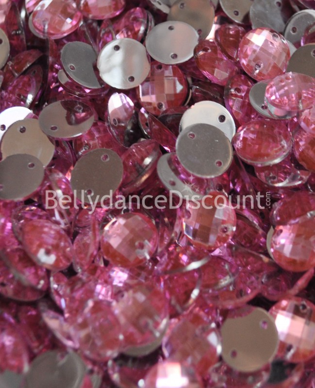 30 sew on rhinestones light pink - Rounds