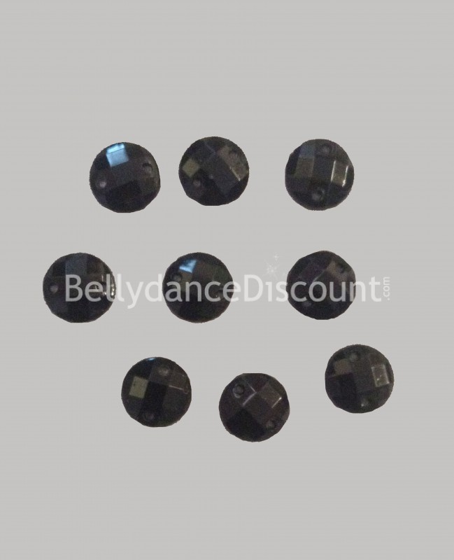 30 diamantes de imitación para coser negros - Redondos
