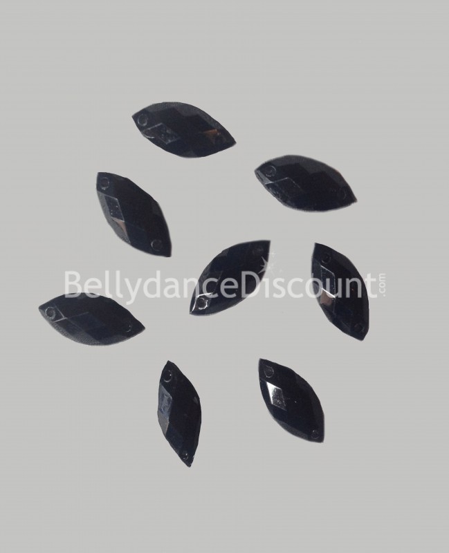 30 sew on rhinestones black - Ovals