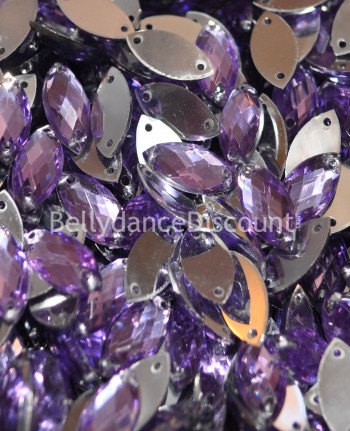 30 diamantes de imitación para coser violeta - Ovalados