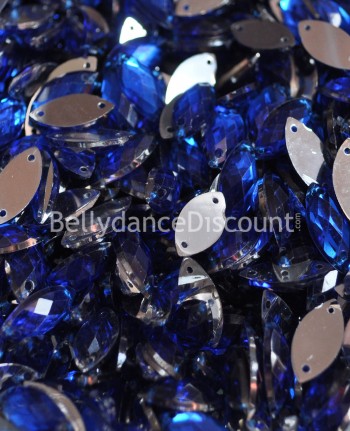 30 sew on rhinestones dark blue - Ovals