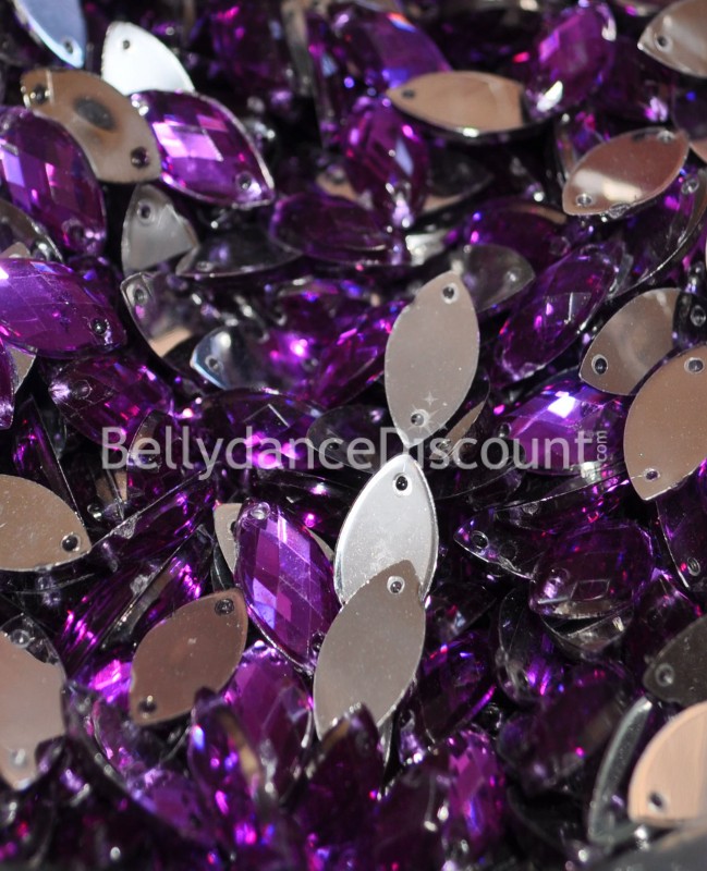 30 sew on rhinestones purple - Ovals
