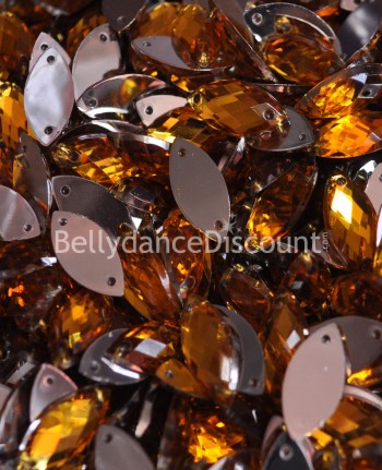 30 diamantes de imitación para coser dorados - Ovalados