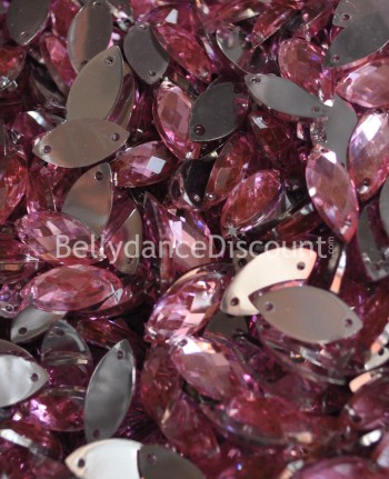 30 strass da cucire rosa pallido - Ovali