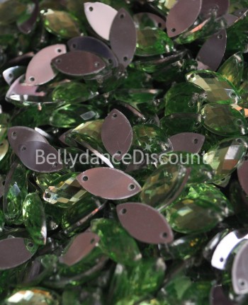 30 diamantes de imitación para coser verdes - Ovalados