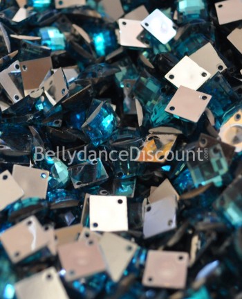30 strass à coudre bleu clair - Carrés