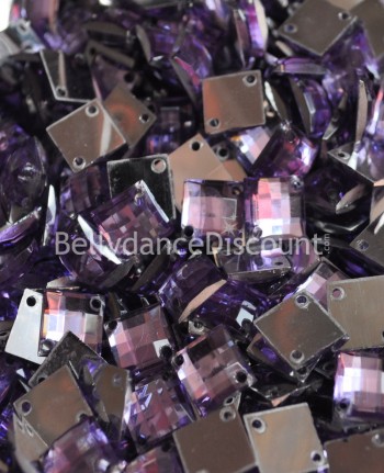 30 diamantes de imitación para coser violeta - Cuadrados