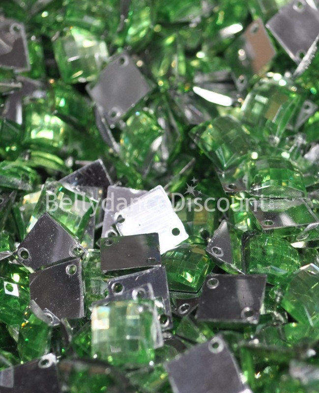 30 diamantes de imitación para coser verdes - Cuadrados