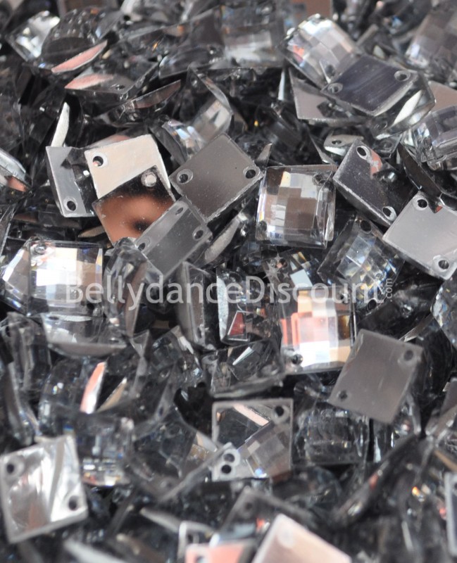 30 strass da cucire argentati - Quadrati