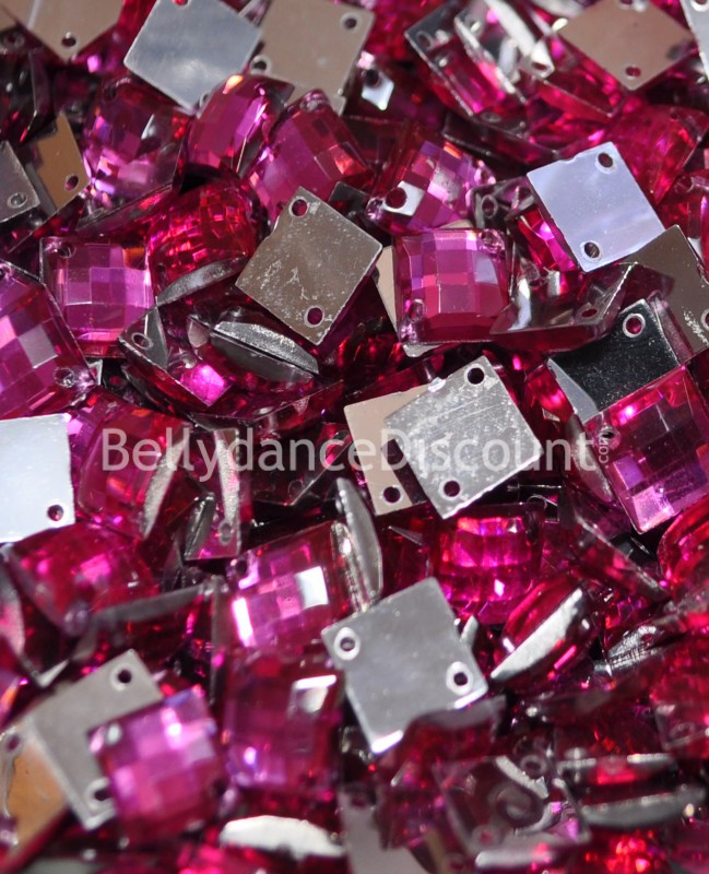 30 strass à coudre rose fuchsia - Carrés