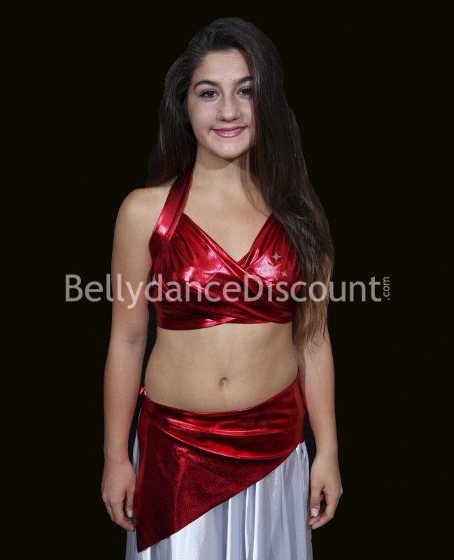 Set de danse top + ceinture enfant brillant rouge