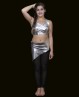 Set de danse top + ceinture enfant brillant argenté