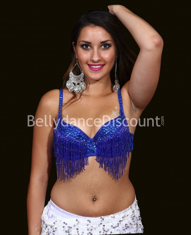 Reggiseno di danza del ventre perlato blu scuro