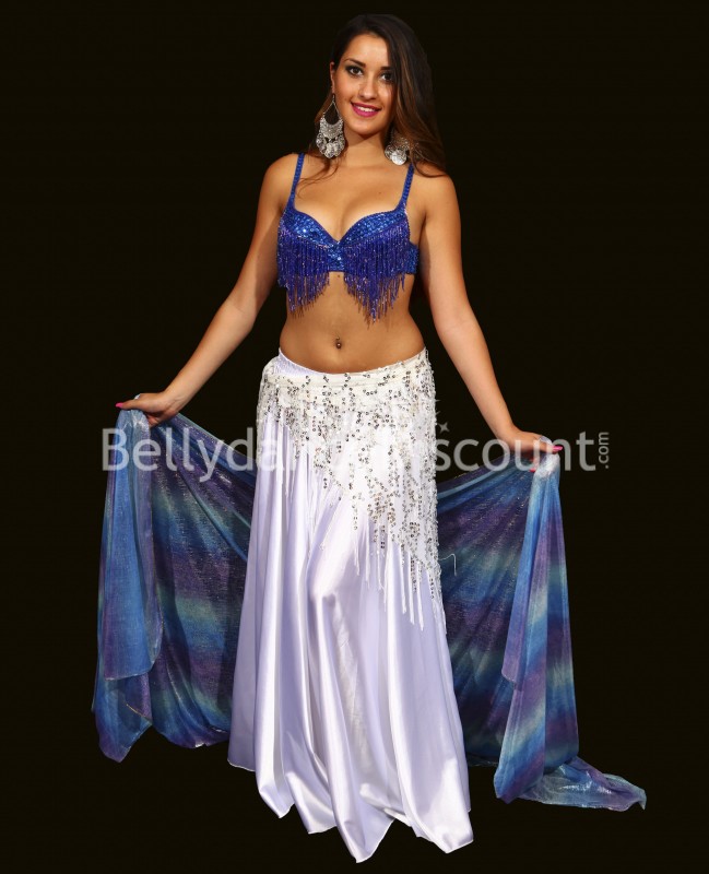 Soutien-gorge de danse orientale perlé bleu nuit