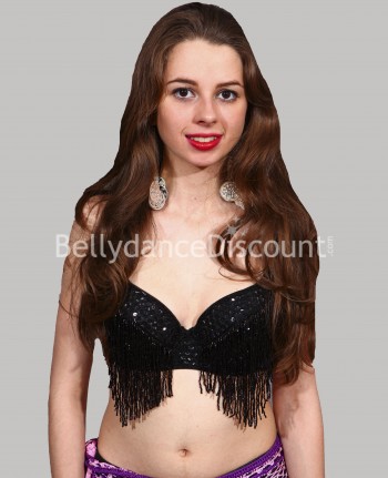 Reggiseno di danza del ventre perlato nero