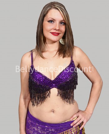 Sujetador aperlado violeta para danza oriental