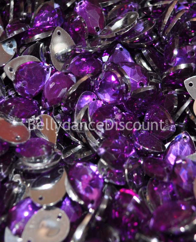 30 diamantes de imitación para coser morados - Gotas