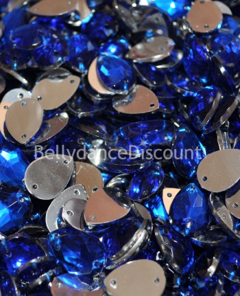 30 sew on rhinestones dark blue - Drops