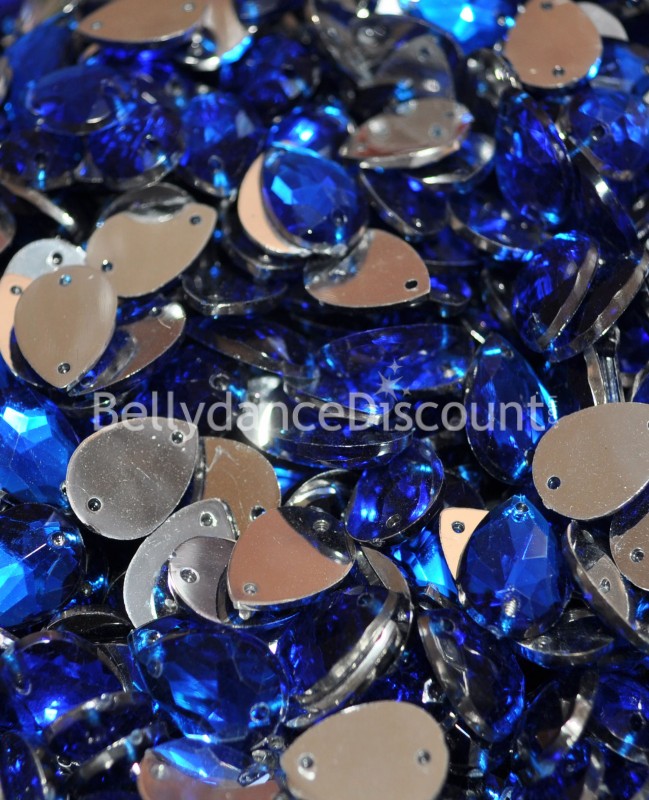 30 sew on rhinestones dark blue - Drops