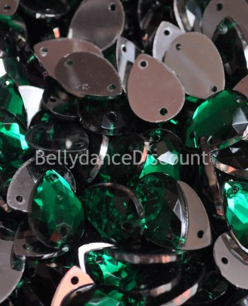 30 diamantes de imitación para coser verde esmeralda - Gotas