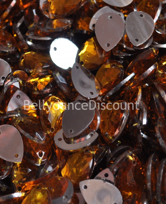30 sew on rhinestones gold - Drops