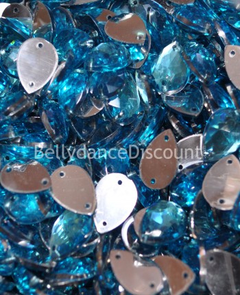 30 strass da cucire azzurri - Gocce