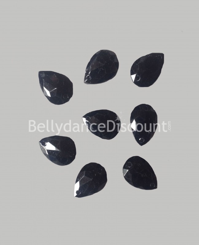 30 sew on rhinestones black - Drops