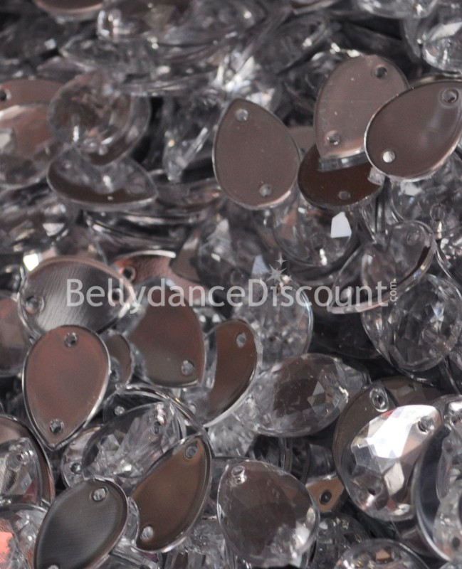 30 diamantes de imitación para coser plateados - Gotas