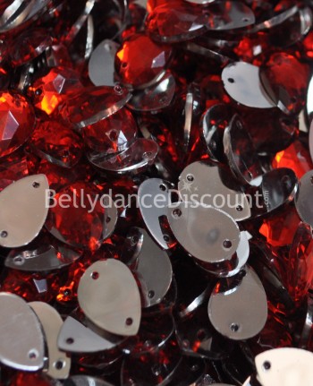 30 sew on rhinestones red - Drops
