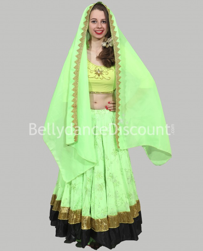 Velo di danza Bollywood verde chiaro