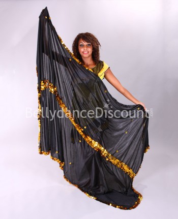 Melaya negra y dorada para danza oriental