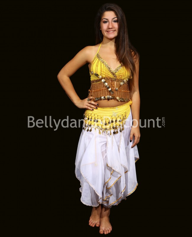 Top enfant de danse orientale jaune et doré