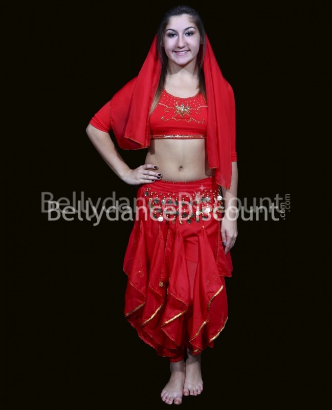Sarouel enfant de danse orientale et Bollywood rouge