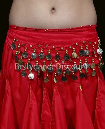 Cintura bambina di danza del ventre rossa sequin oro