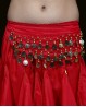 Ceinture enfant de danse orientale rouge sequins or