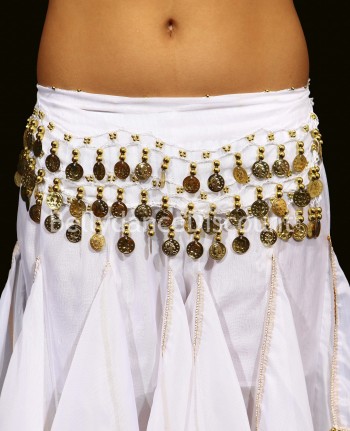 Cintura bambina di danza del ventre bianca sequin oro