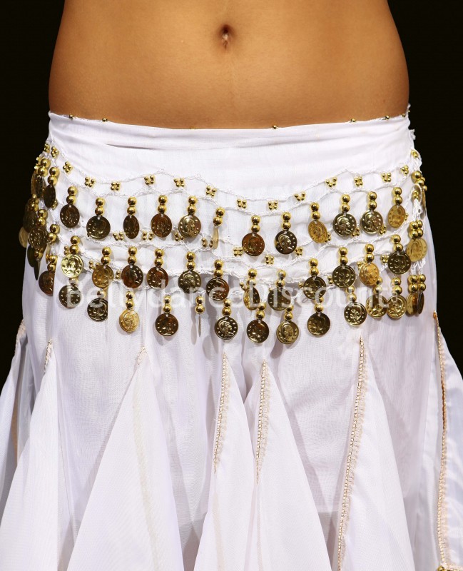 Cinturón blanco de danza del vientre para niña