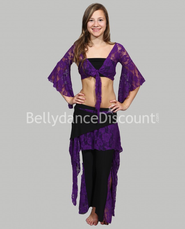 Girl's dance class lace outfit purple