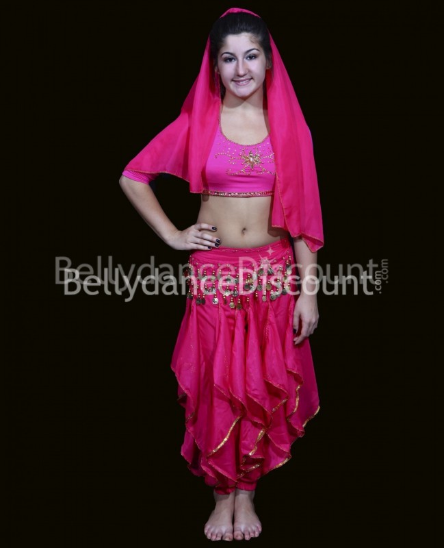 Bollywood dance head veil for girls fuchsia