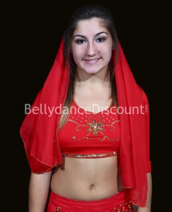 Velo testa bambina di danza Bollywood rosso