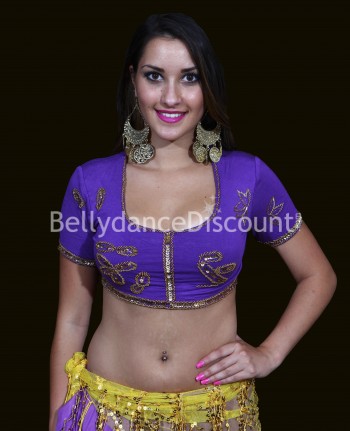 Top corto di danza del ventre e Bollywood viola